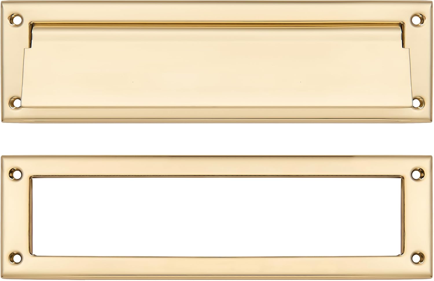 Polished Brass 13 inch 1-Pack Solid Brass Mail Slot with Solid Brass Internal Frame is Well Made Door Mail Slots