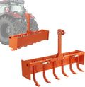 Heavy Duty 55" Box Blade for Tractor – 3-Point Hitch Scraper Attachment with 6 Adjustable Scarifier Shanks – Land