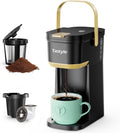 Mini Single Serve Coffee Maker for K Cups and Grounds with Handle