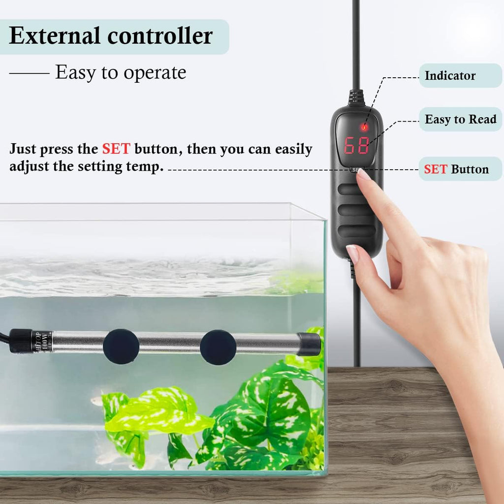 Compact Submersible Aquarium Heater -100w Digital Heater for Fish Tank Turtle Tank