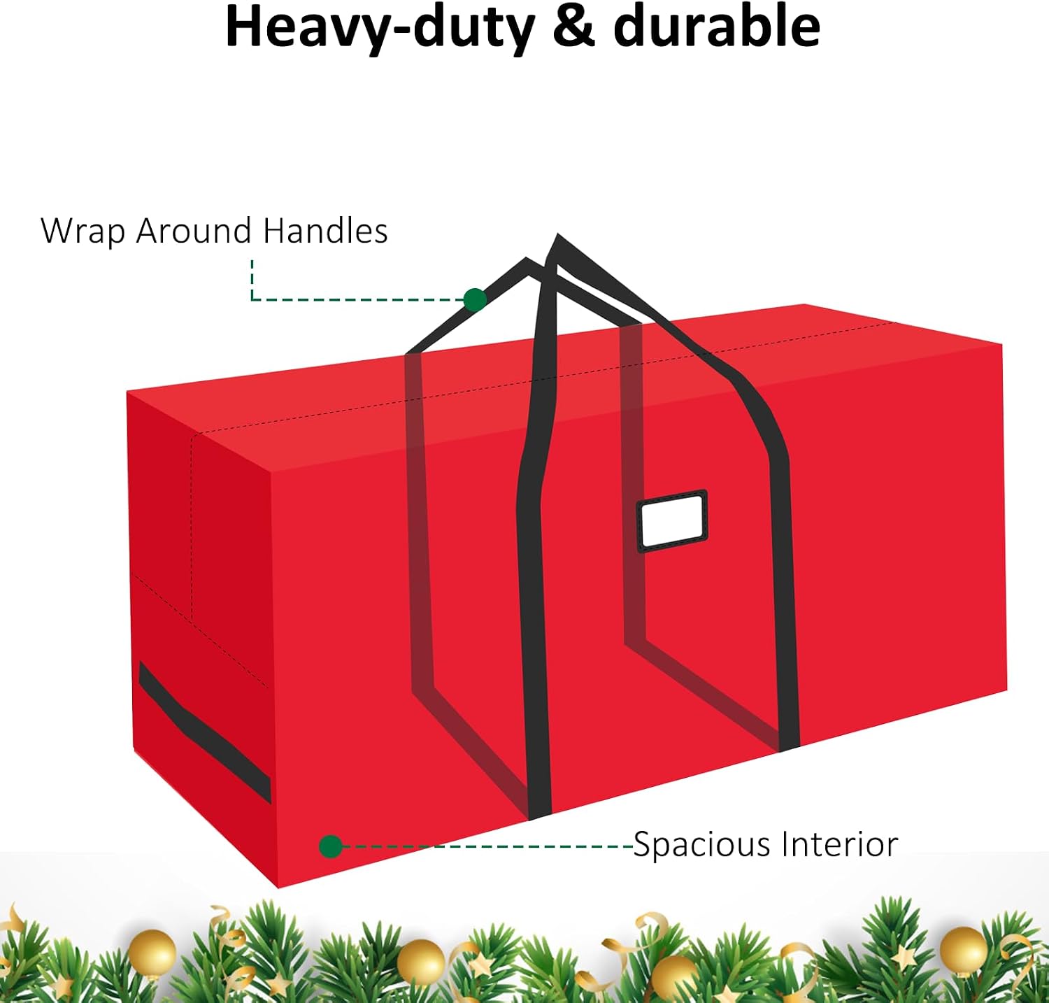 7.5 ft Christmas Tree Storage Bag, Fits Artificial Xmas Holiday Tree-Red | Durable Christmas Tree Storage Box