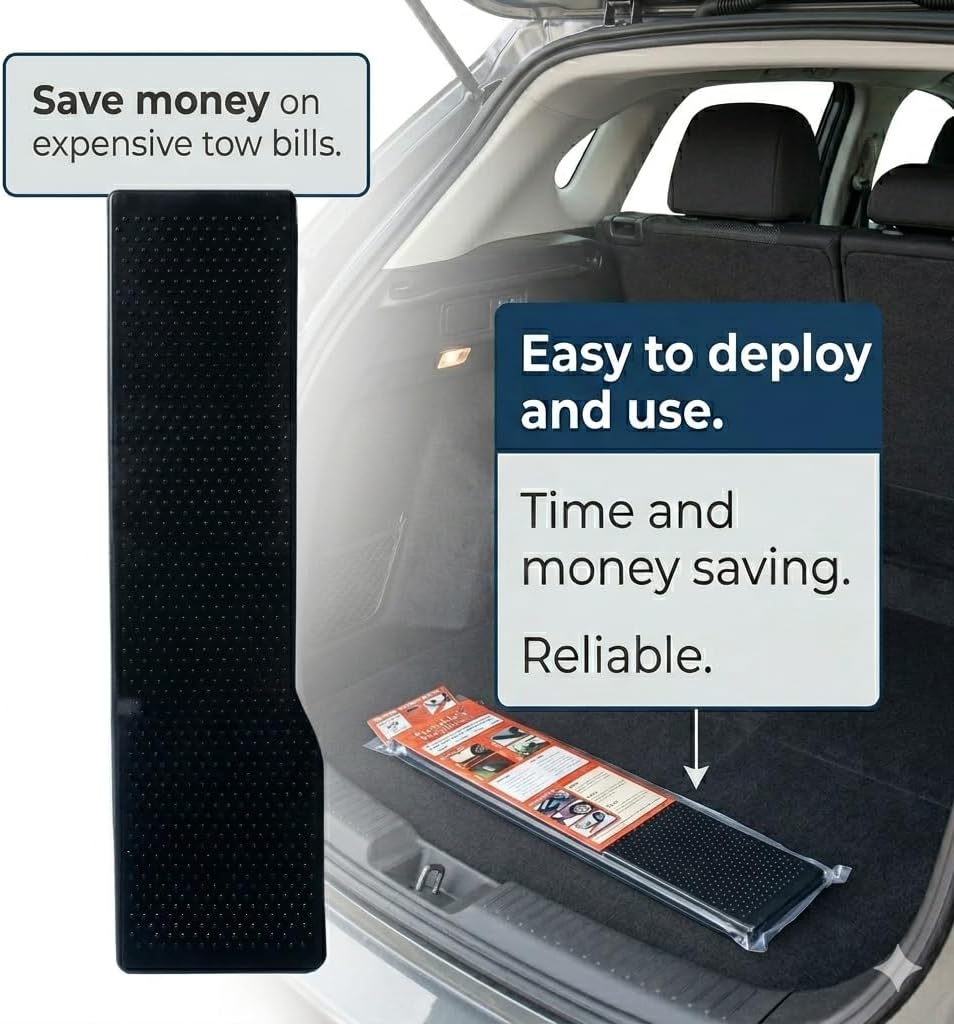 Portable Tire Traction Mats for Cars, Trucks & SUVs Emergency Grip Recovery Tracks for Snow, Ice, Mud & Sand Heavy