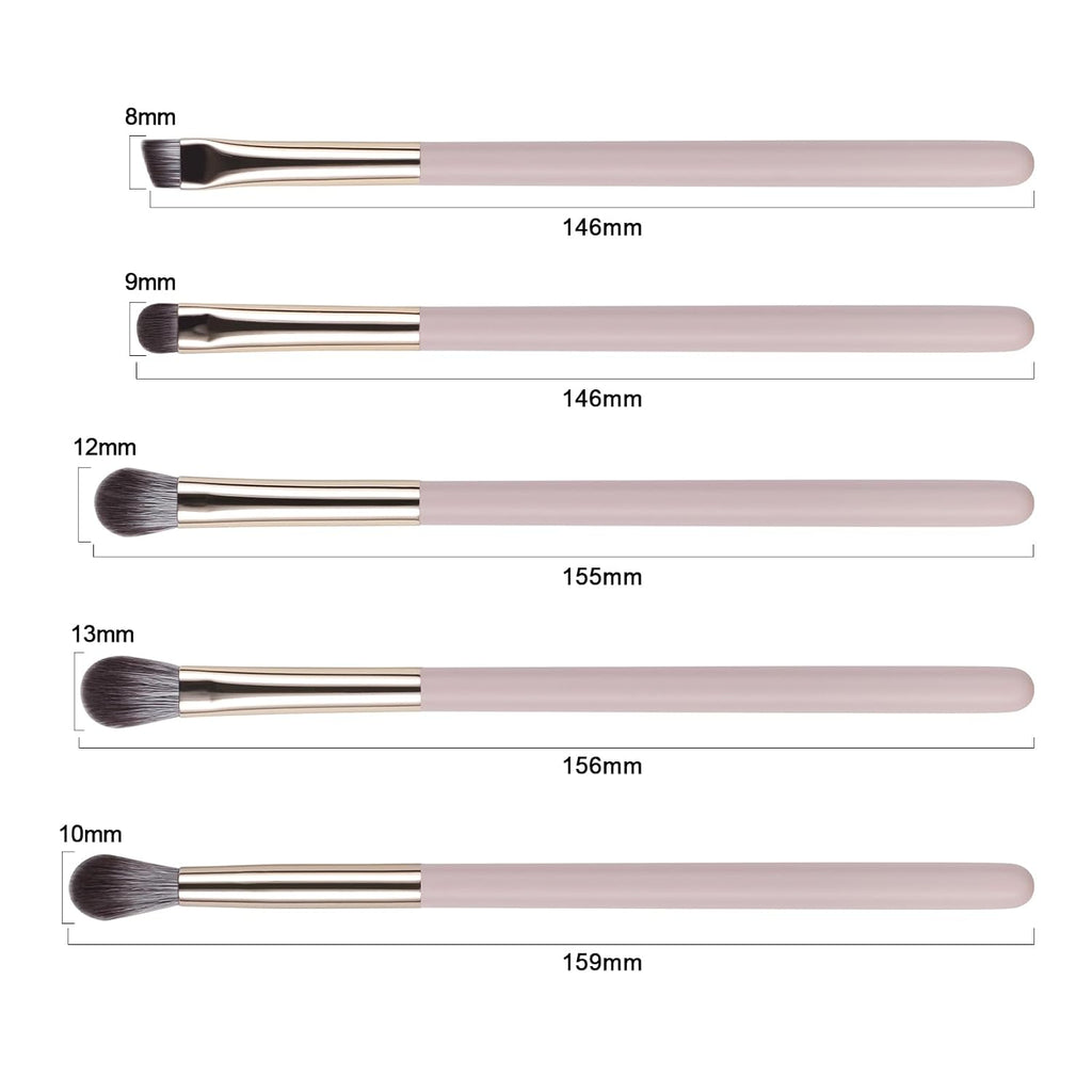 Eye Makeup Brush Set, 5Pcs Professional Blending Eyeshadow Makeup Brushes with Synthetic & Wood Handle Angled Eyebrow