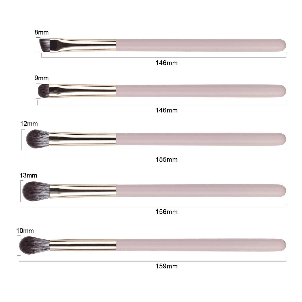 Eye Makeup Brush Set, 5Pcs Professional Blending Eyeshadow Makeup Brushes with Synthetic & Wood Handle Angled Eyebrow