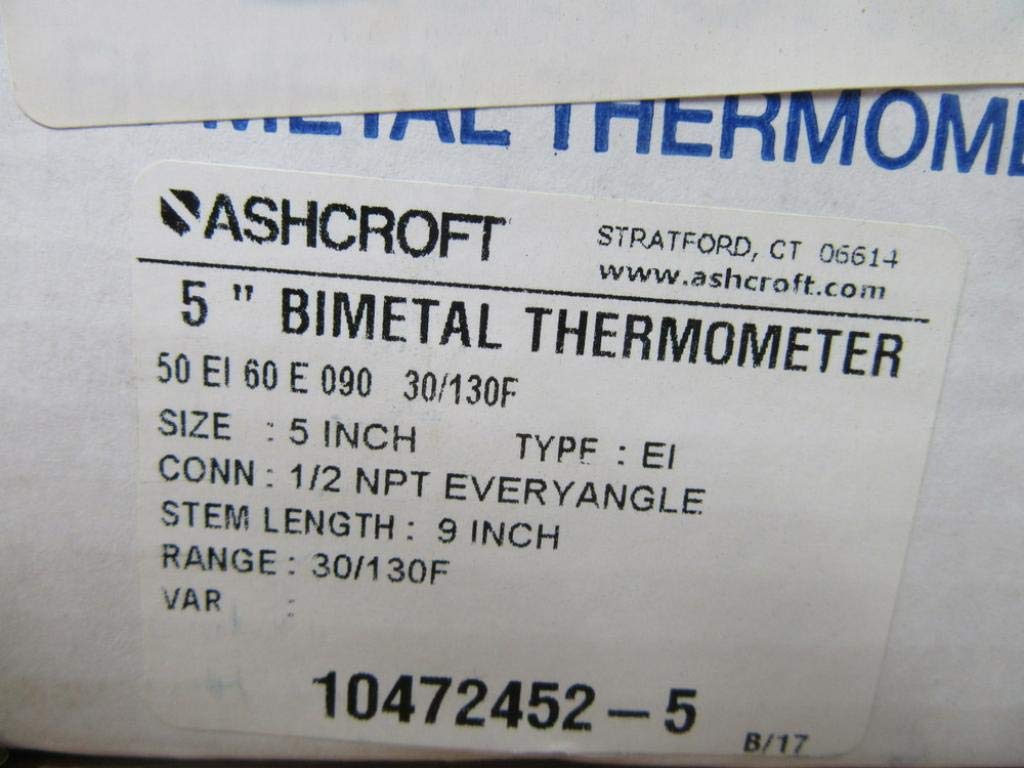 Ashcroft 50 EI 60 E 090 30/130F Thermometer 50 EI60E09030130F