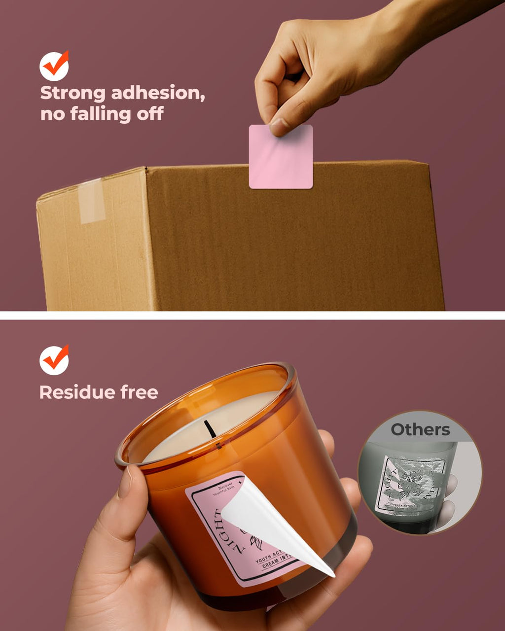 2x2 Thermal Labels, 750 Sheets/Roll, Pink