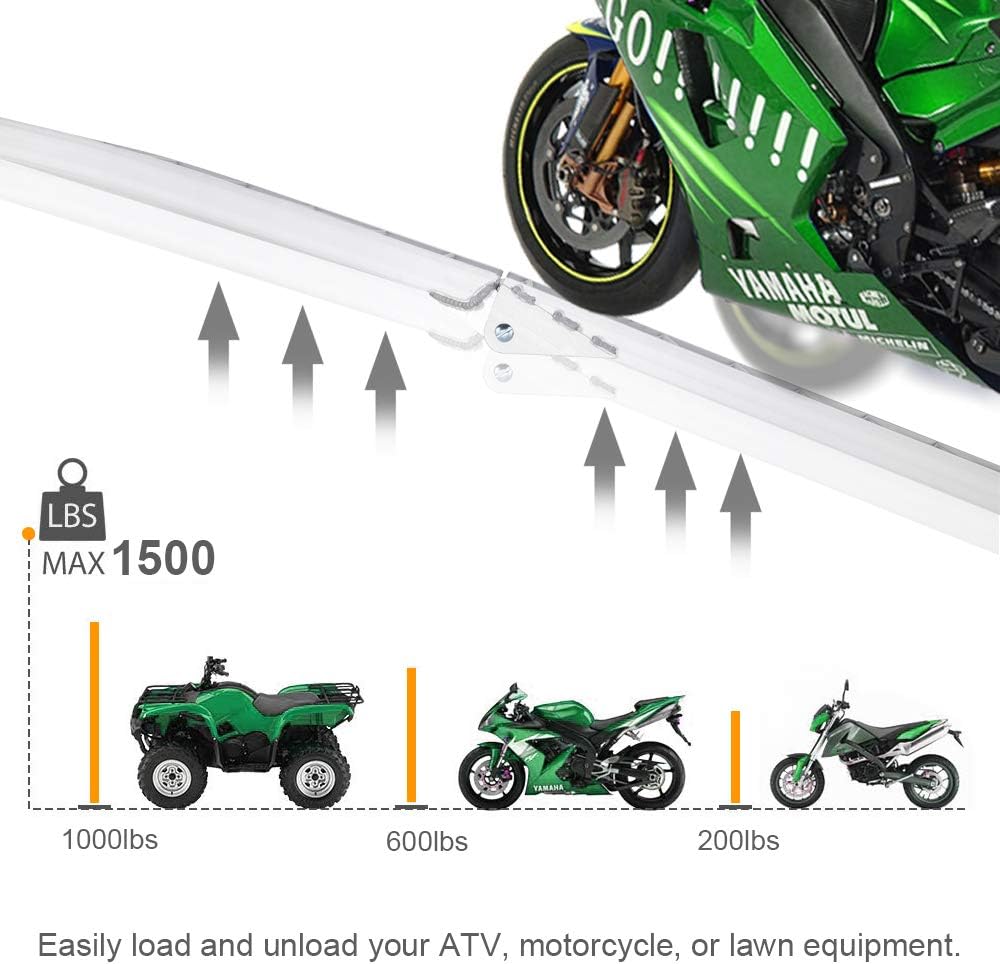 7ft Aluminum Motorcycle Ramps 1500lbs Capacity, 2pcs Folding Loading Truck Ramps for Pickup Trucks Bed, Trailer Ramp