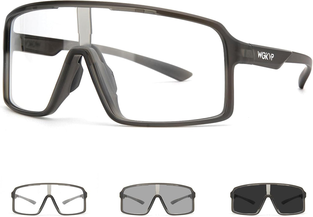 Photochromic Cycling Glasses Men Sports Sunglasses Women for Running Bike Golf Bicycle, UV400 Protection