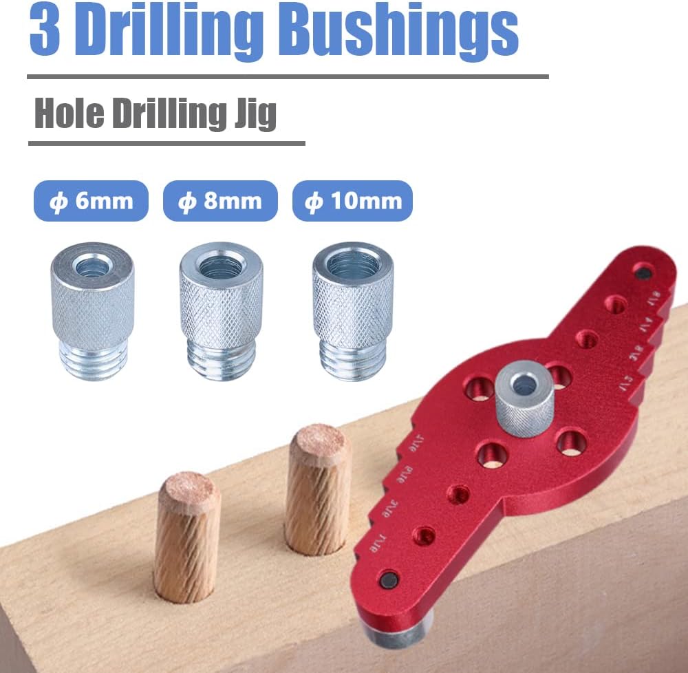 Vertical Pocket Hole Drilling Jig, 2-In-1 Woodworking Dowelling Jig Locator with Scriber Wood Dowel Drill Guide