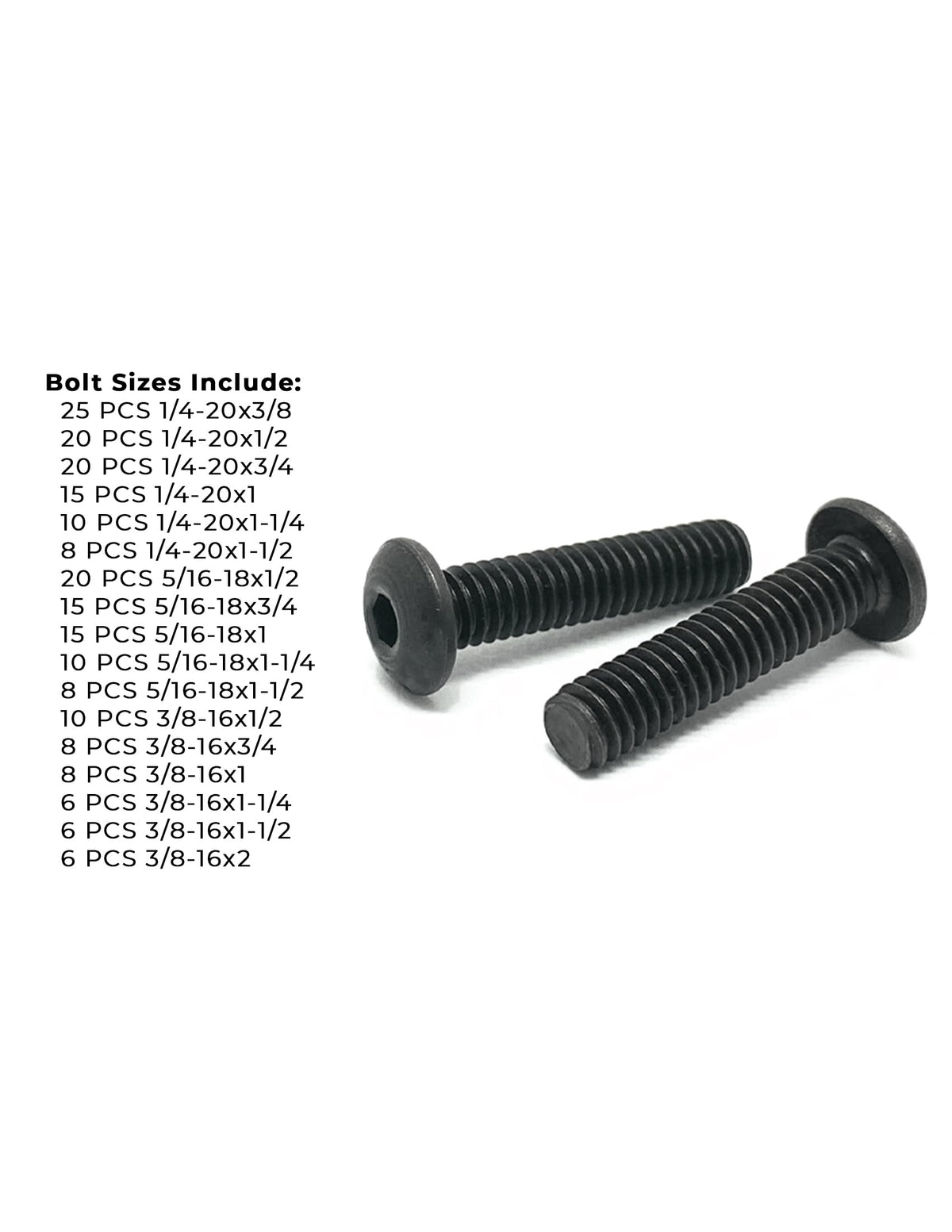 Inch Alloy Button Head Socket Cap Screws Black Oxide Assortment - 211 PCS