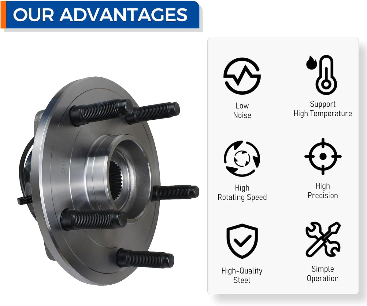 PAROD 515113 Pair Front Wheel Bearing & Hub Assembly Compatible with 2006 2007 2008 Dodge Ram 1500 w/ABS 5Lugs
