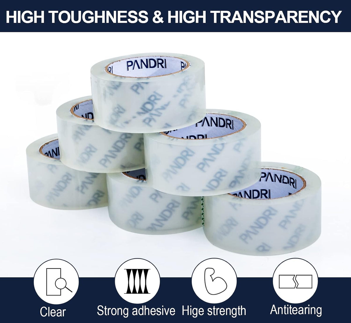 18 Pack Heavy Duty Packing Tape, 1.88" x 65yd Per Roll, Total 1170yd