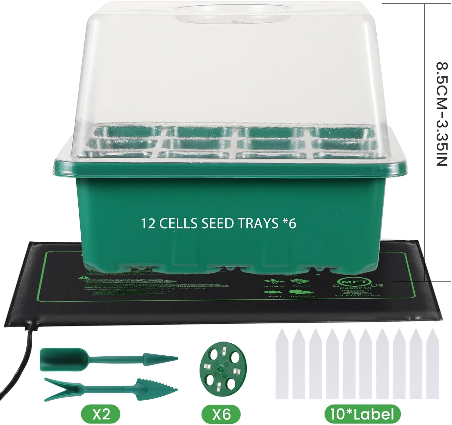 Seed Starter Trays with Grow Lights and Heat Mat, 72 Cells Seed Starter Kit with Lights, 3 Lighting Mode, 4 Timing