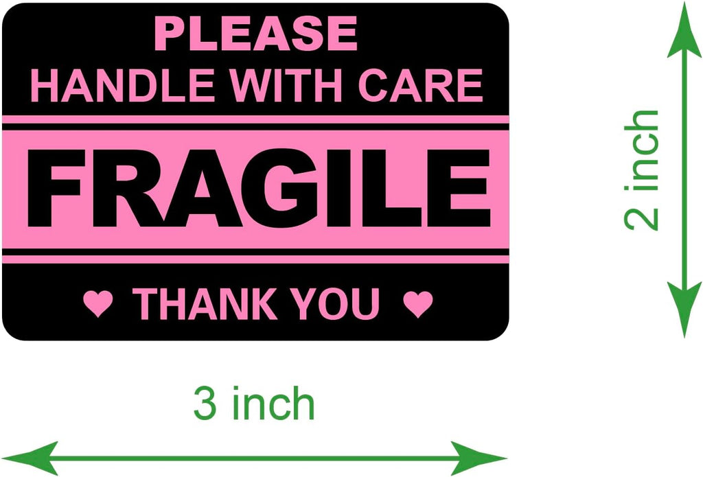 2"x3" 100 PCS Black Fragile Stickers for Shipping Cartons Envelops