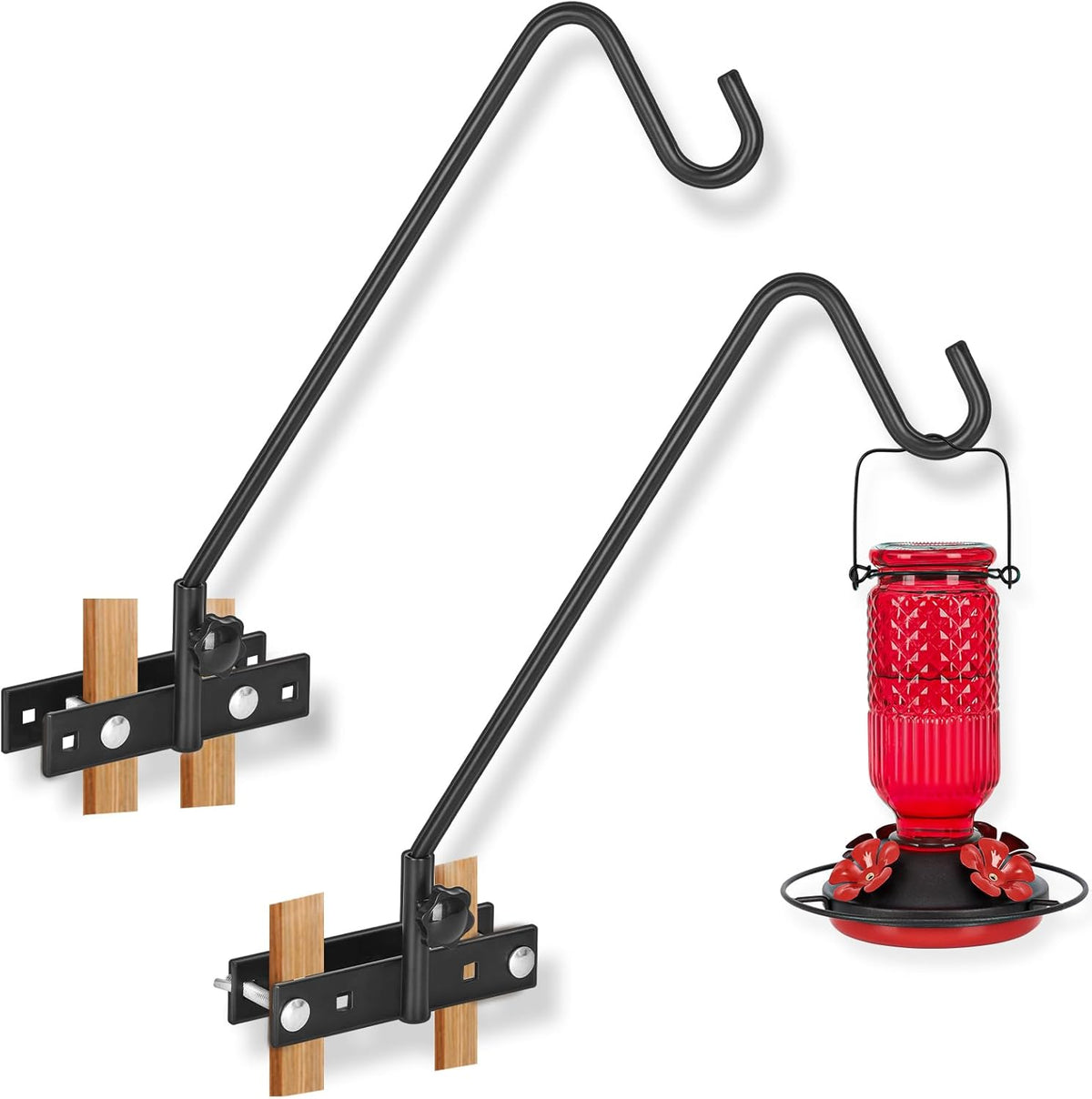 2 Pack 13.5 Inch Deck Hooks for Vertical Railing, Adjustable Deck Bird Feeder Hanger for Hanging Lanterns, Wind