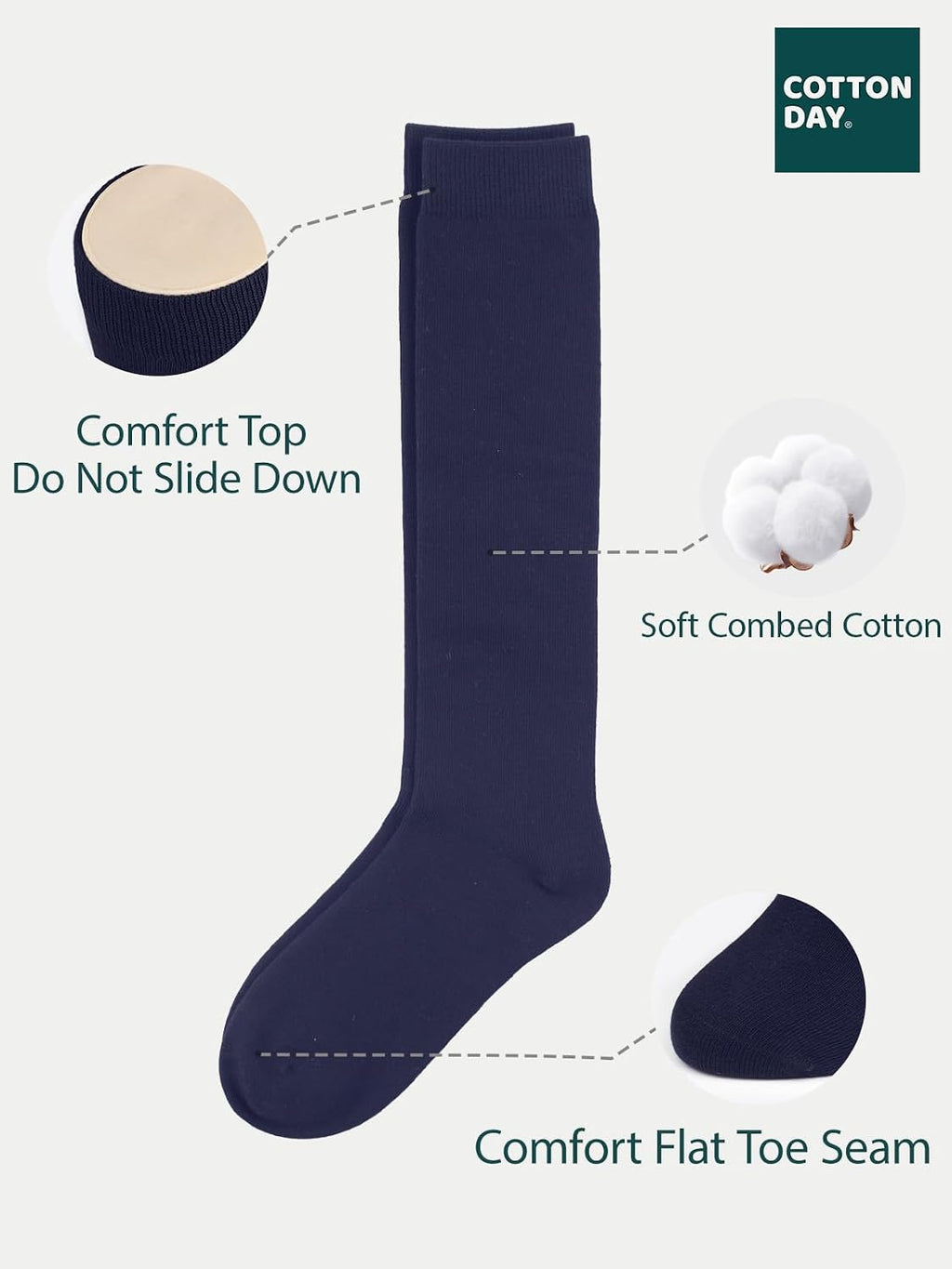 Kids Girls Unisex School Knee High Socks Black White Navy 3 Pack