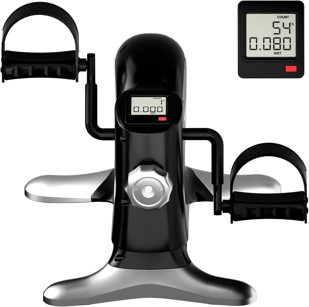 Under Desk Bike Pedal Exerciser, Mini Exercise Bike for Arm/Leg Exercise, Portable Peddler with LCD Display