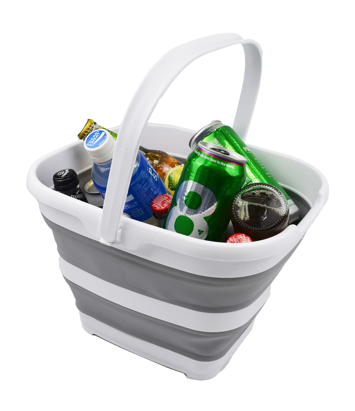 10L (2.6 Gallon) Collapsible Rectangular Handy Bucket (White/Grey, 1)