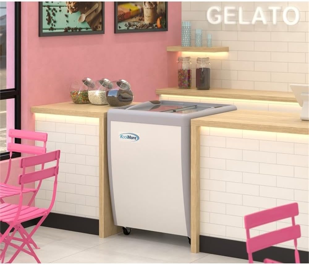 26" 6 cu. ft Gelato Dipping Cabinet Display Freezer, Sliding Glass Door, Rust-Resistant Steel, Digital Temperature