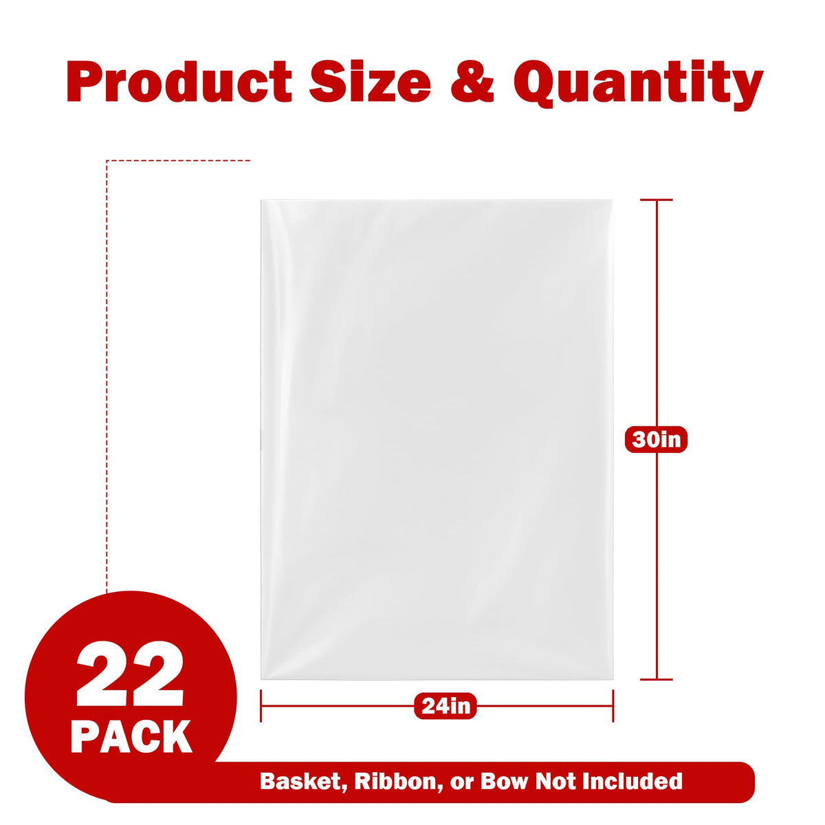 22 Pcs 24"x30" Cellophane Bags for Gift Baskets Wrap