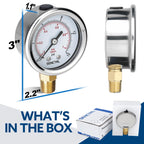 SENCTRL 0-15 Psi Low Pressure Gauge, 1/4 NPT Lower Mount