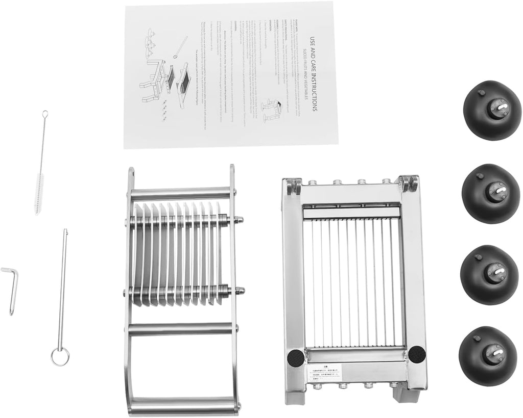 Commercial Stainless Steel Manual Fruit & Vegetable Slicer, 10mm Thickness Kitchen Prep Tool with Suction Cups for