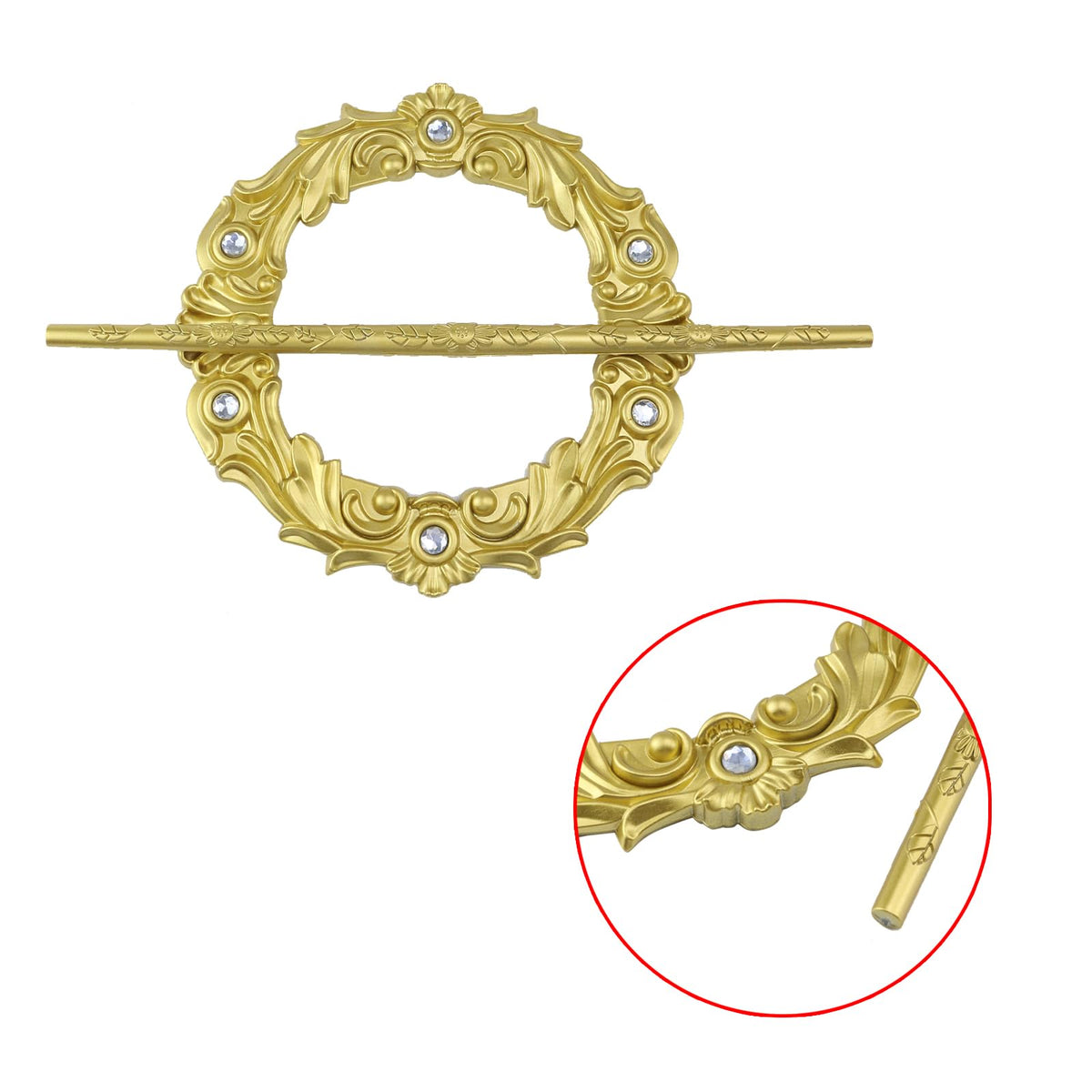 2 Pack Gold Crown Curtain Tiebacks, Gold Round Drapery Holdbacks