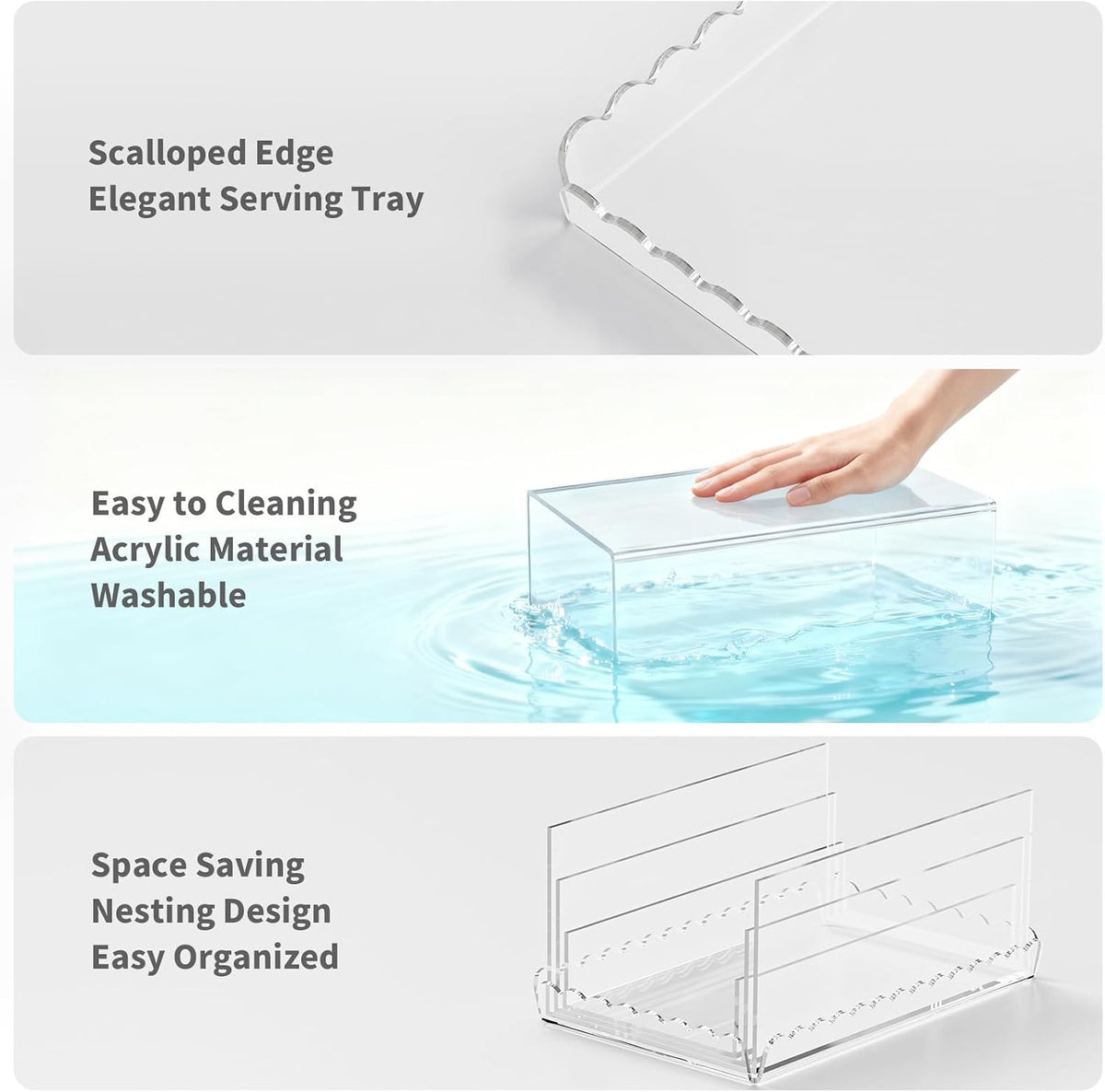 Acrylic Buffet Risers, Food Risers for Buffet Table, Clear Acrylic Risers Display Stand with U Shaped for Catering