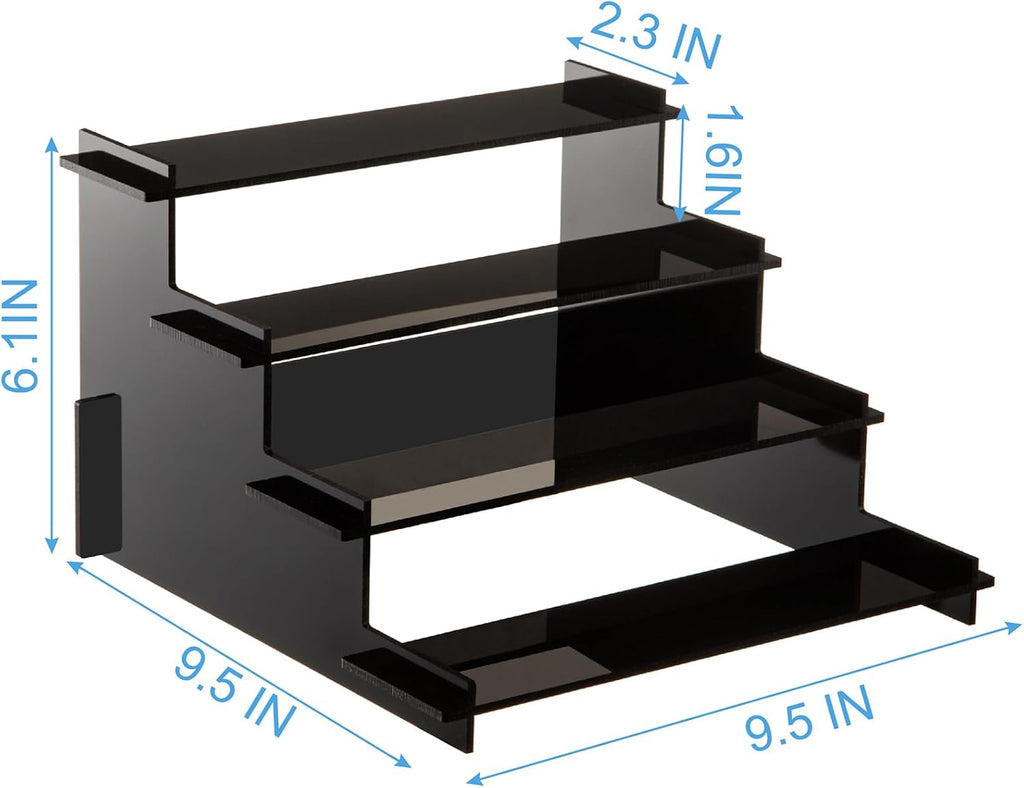 4 Tier Black Acrylic Display Risers, Perfume Organizer Stand, Cupcake Stand Holder, Shelf Risers for Display Stands