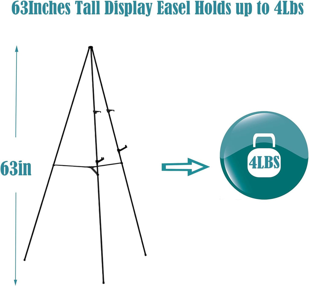 6Pack 63in Easel Stand for Signs,Instant Floor Display Easels | Metal Tripod Poster Stand,Easy Setup and Breakdown