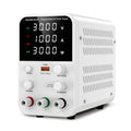 DC Power Supply Variable, Bench Power Supply with Encoder Adjustment Knob, Output Enable/Disable Button, Adjustable Power Supply with USB Quick-Charge, Short Circuit Alam (30V 10A White)
