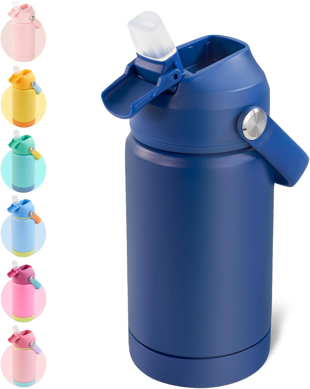 12oz Kids Water Bottle, Stainless Steel Insulated Water Bottle, Toddler Cup with Straws Leak-Proof, Kids Water