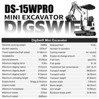 DS-15WPRO, 1.2 Ton New Mini Excavator Pilot Control B&S Gasoline