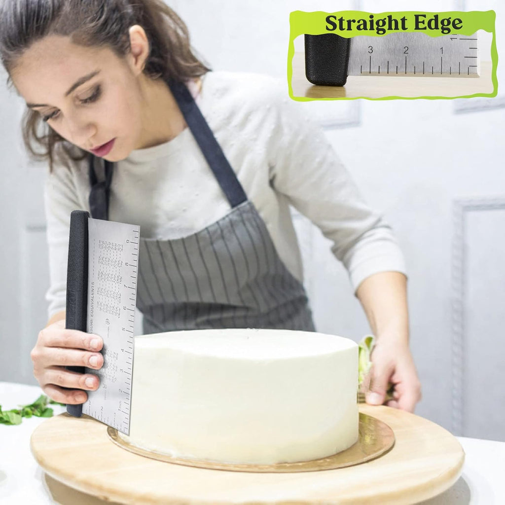 10-Inch Bench Scraper, Stainless Steel Dough Cutter with Scale
