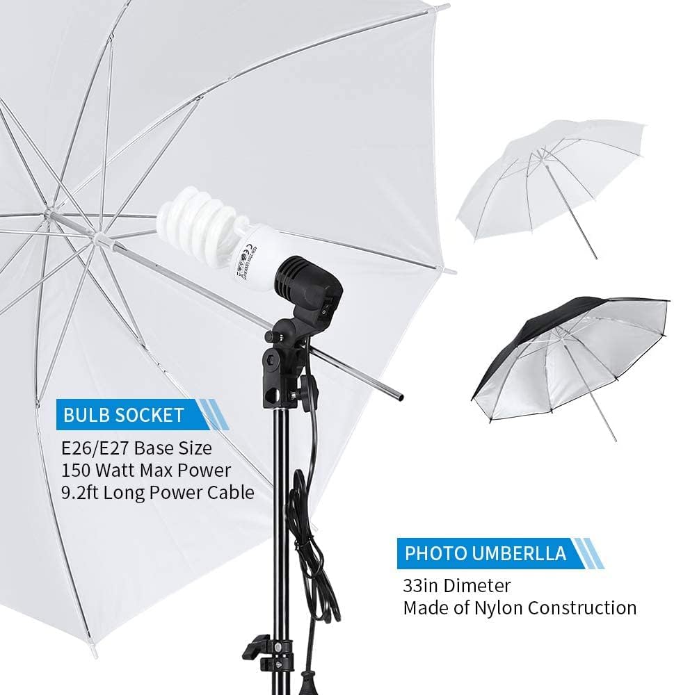 Photo Lighting Kit, 2M x 3M/6.6ft x 9.8ft Background Support System and 900W 6400K Umbrellas Softbox Continuous