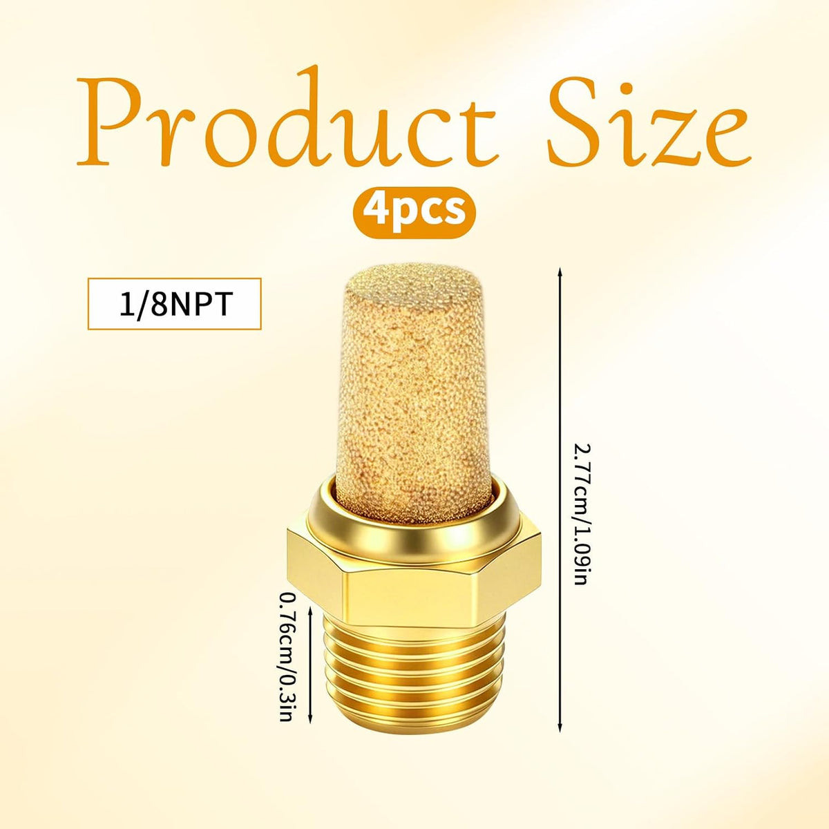 4 Pieces Pneumatic Muffler Insert Pneumatic Brass Exhaust Muffler Filter