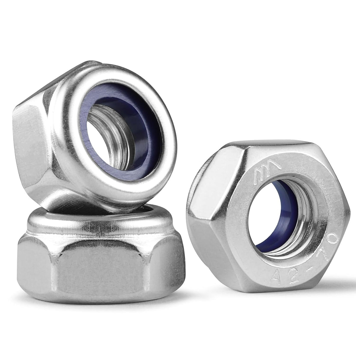 10Pcs M10-1.5 Lock Nuts, Nylon Insert Locknuts 304 Stainless Steel 18-8 SS A2-70 Self-Locking Nuts, Coarse Thread Hex Nylock Nut