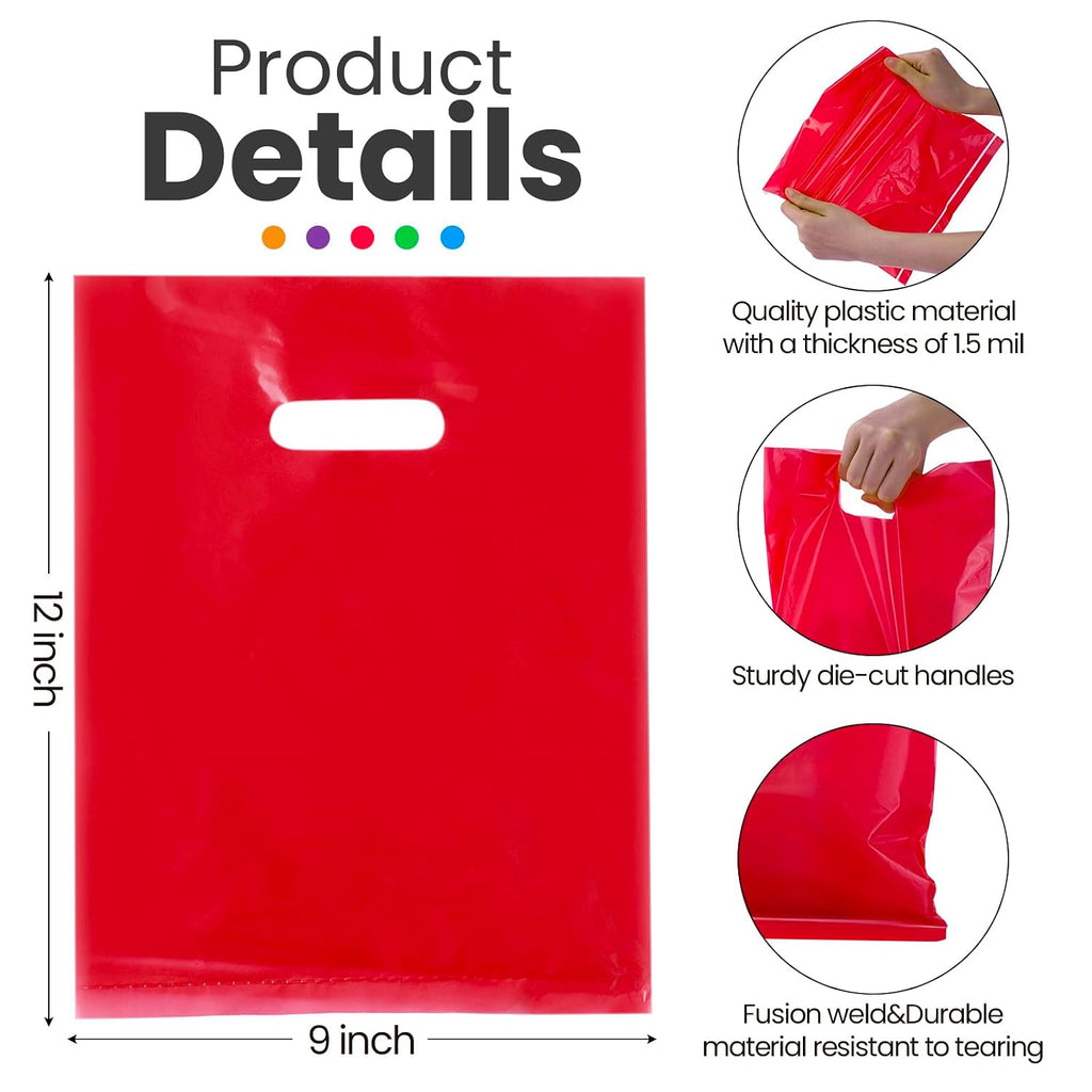 500 Pcs Shopping Bags Bulk for Small Business, Bright Color