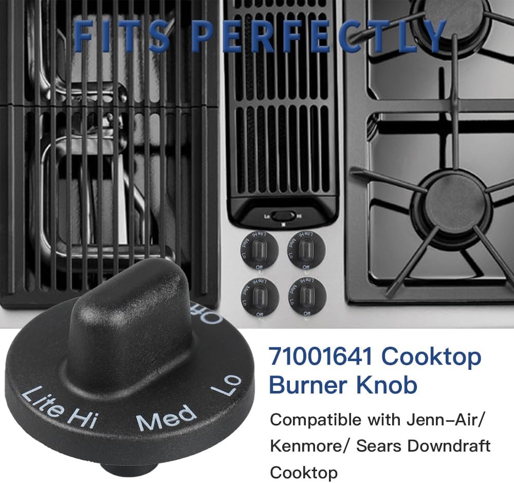 4 Pcs 71001641 Cooktop Burner Control Knob Fit for Jenn Air Downdraft Range