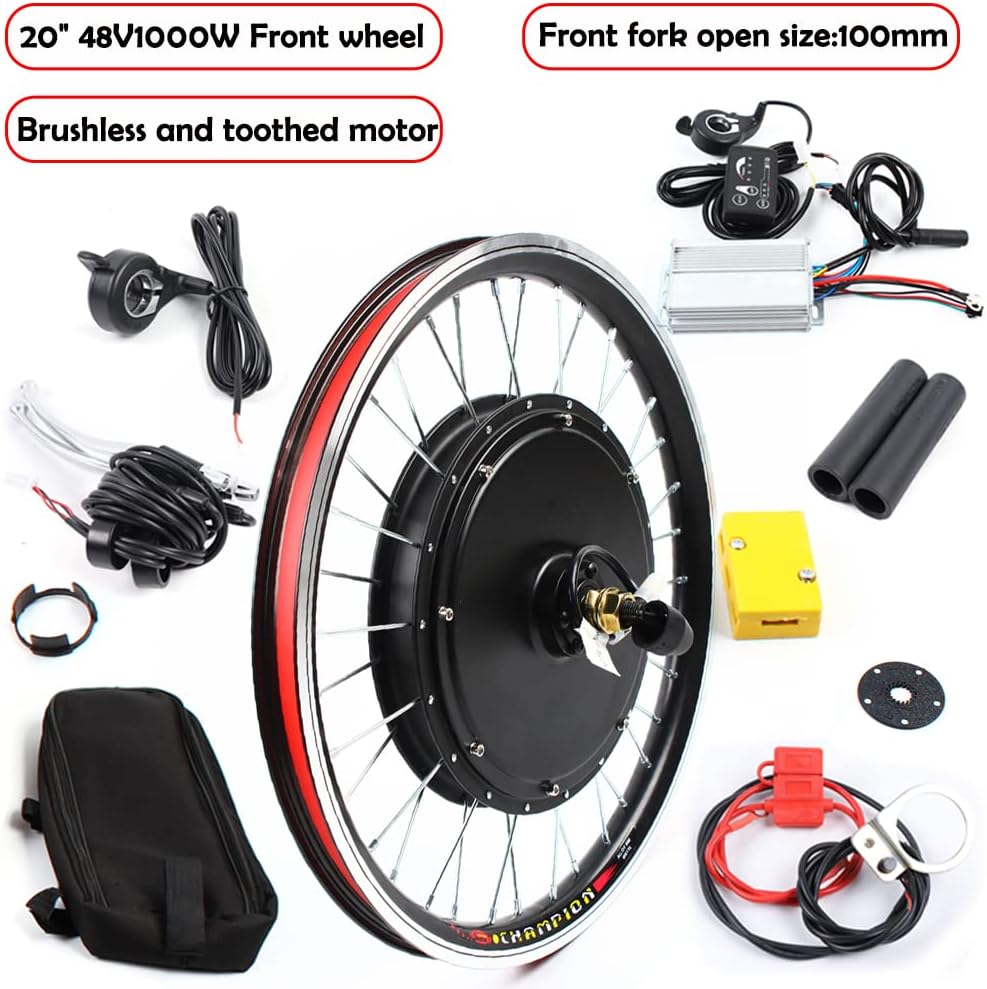 20" Front/Rear Wheel Hub Electric Bike Conversion Kit, 36V 250W/48V 1000W E-Bike Powerful Hub Motor Kit with