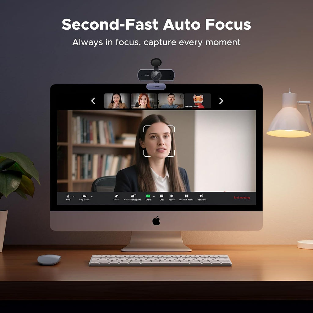 4K Webcam for PC Ultra HD Web Camera with Microphone, Privacy Cover, 70° Fov, PDAF Autofocus, USB A & USB C Adapter