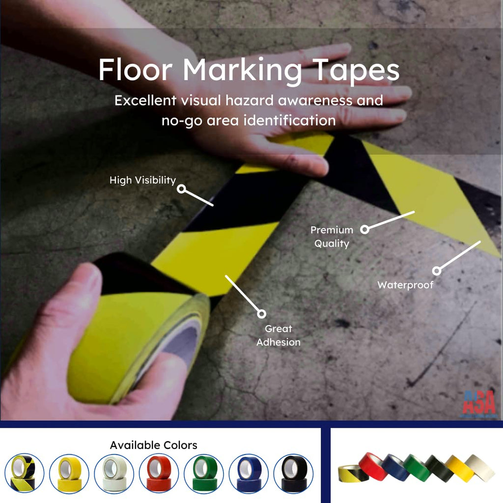 ASA Black & Yellow Vinyl Floor Marking Tape, 2" x 36 yd