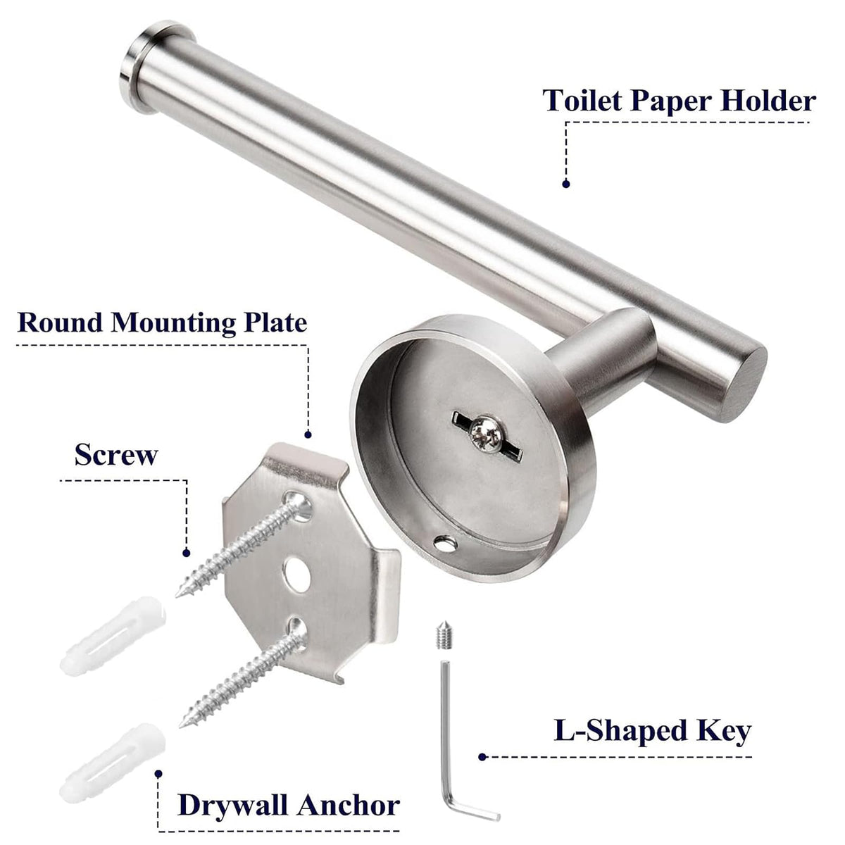 Toilet Paper Holder Wall Mount - Brushed Nickel