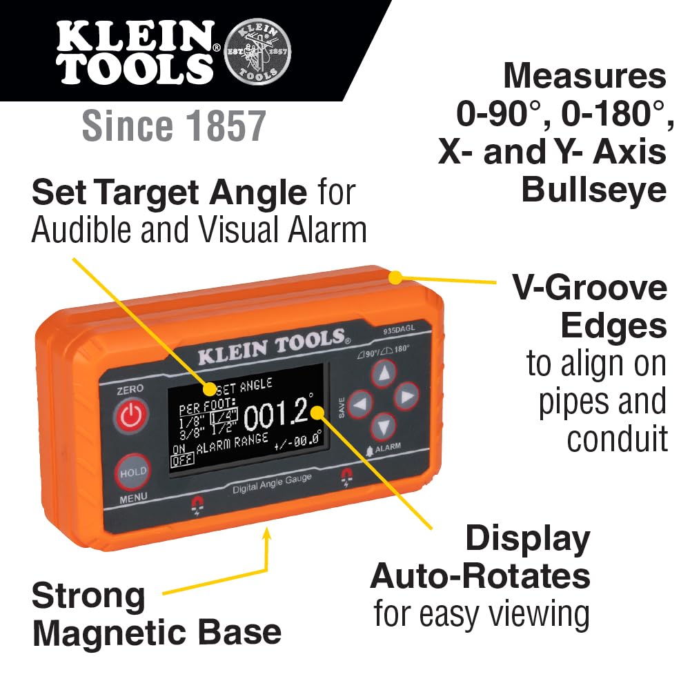 Klein Tools 80036 Digital Level with Programmable Angles & Straps Kit, 2-Pc