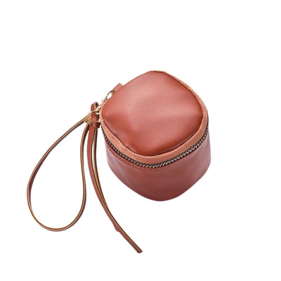 Vintage Leather Small Pouch for Wallet and Keys, Multipurpose Zipper Coin Purse for Headphones, Earphones, and