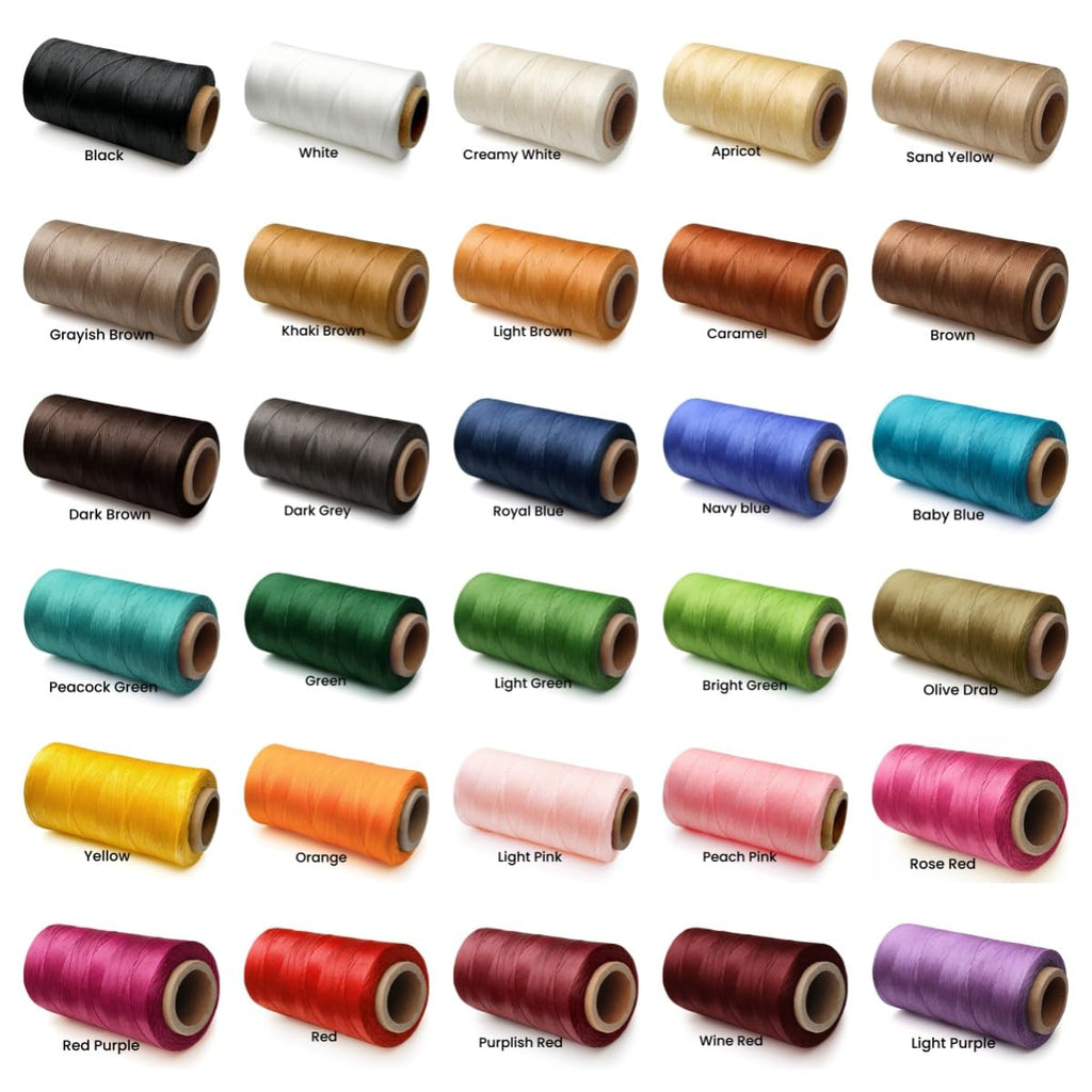 Flat Waxed Thread for Leather Sewing String Polyester Cord Stitching Bookbinding DIY Weave Craft (1.2mm300D Red Purple)