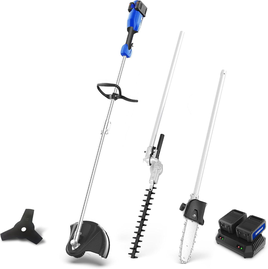 Upgraded 40V Cordless String Trimmer & Edger, 4-in-1 Multi-Tool Kit with Hedge Trimmer, Brush Cutter & Pole Saw