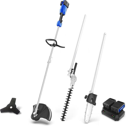 Upgraded 40V Cordless String Trimmer & Edger, 4-in-1 Multi-Tool Kit with Hedge Trimmer, Brush Cutter & Pole Saw