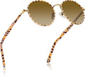 Retro Round Polarized Sunglasses for Women UV Protection | Acetate Arms Metal Frame Driving Sun Glasses