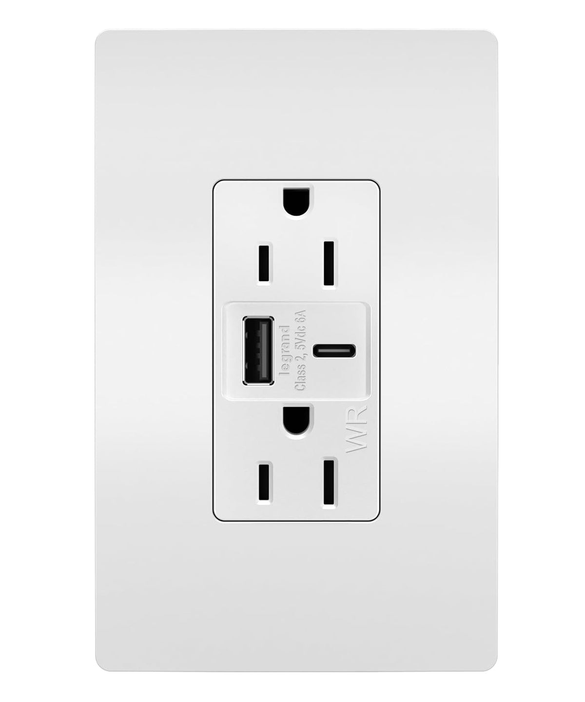 Legrand 15 Amp Weather Resistant Outlet 6A USB Type A/C White 1 Pack